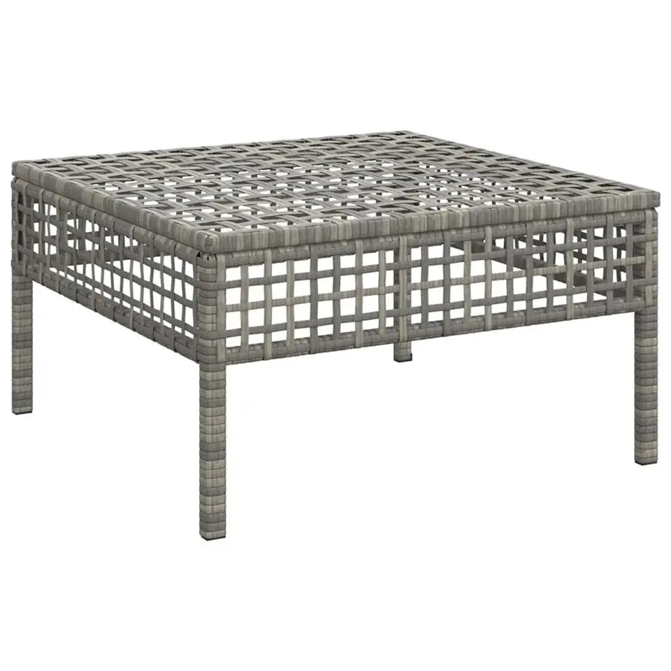 vidaXL - Tuinvoetenbank - Grijs - Poly rattan - Met kussens