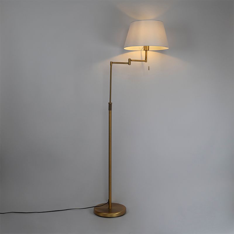 Vloerlamp brons met witte kap en verstelbare arm - Ladas Deluxe