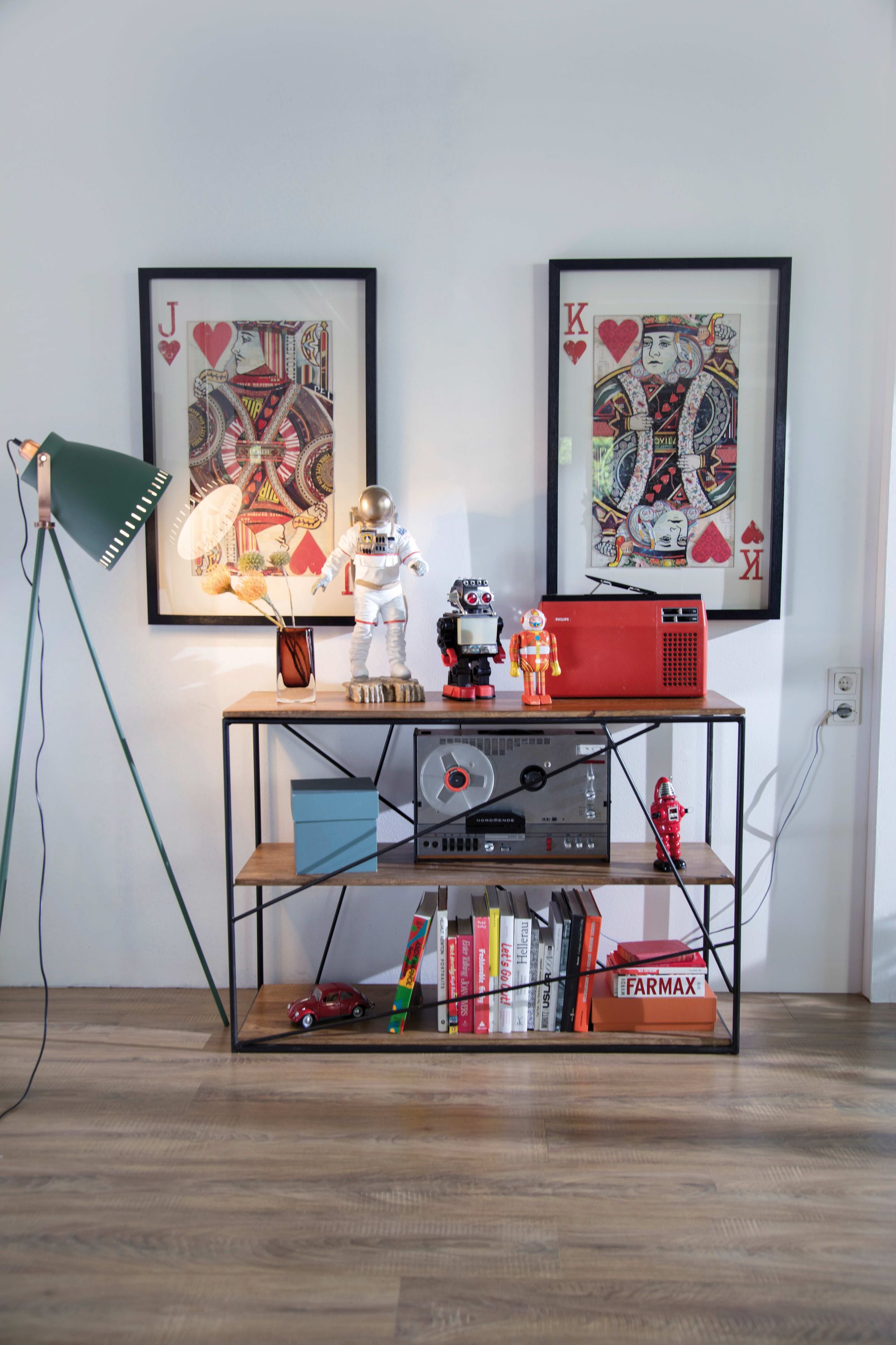 Standregal Mangoholz Metall Regal Bücherregal Kommode Sideboard Metallregal