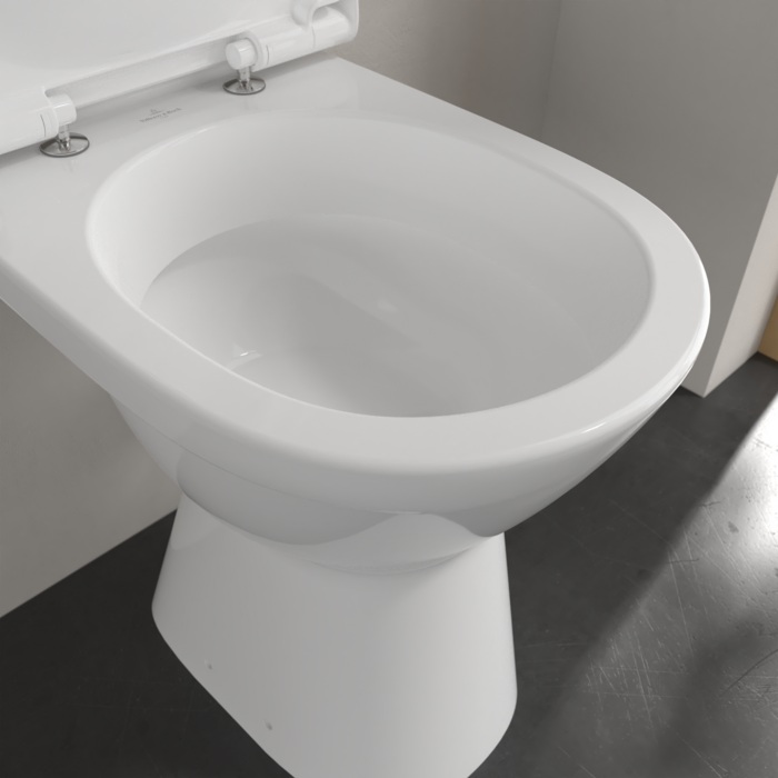 Villeroy & Boch ViCare randloos staand toilet CeramicPlus vlakspoel wit glans
