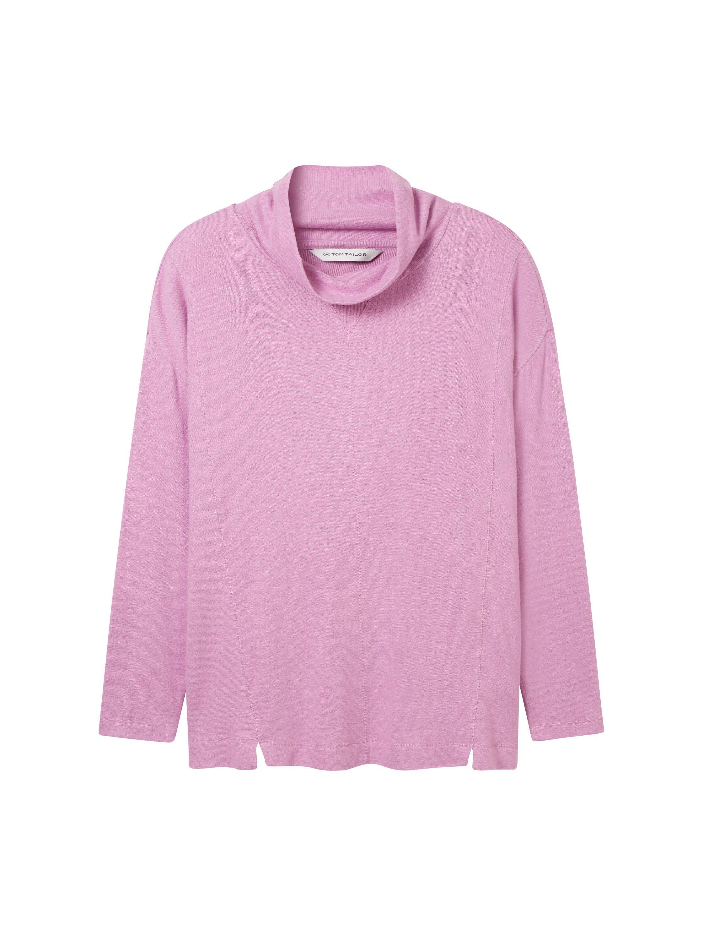 Meliertes Langarmshirt mit Rollkragen