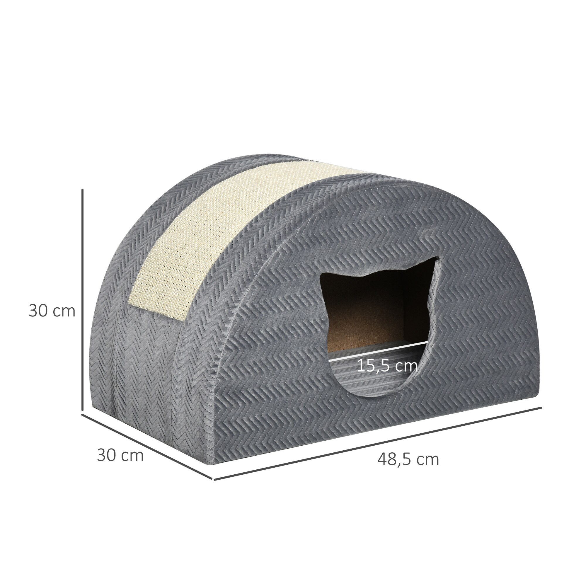PawHut Katzenhöhle  mit Kratzbrett grau 48,5 x 30 x 30 cm (BxTxH)