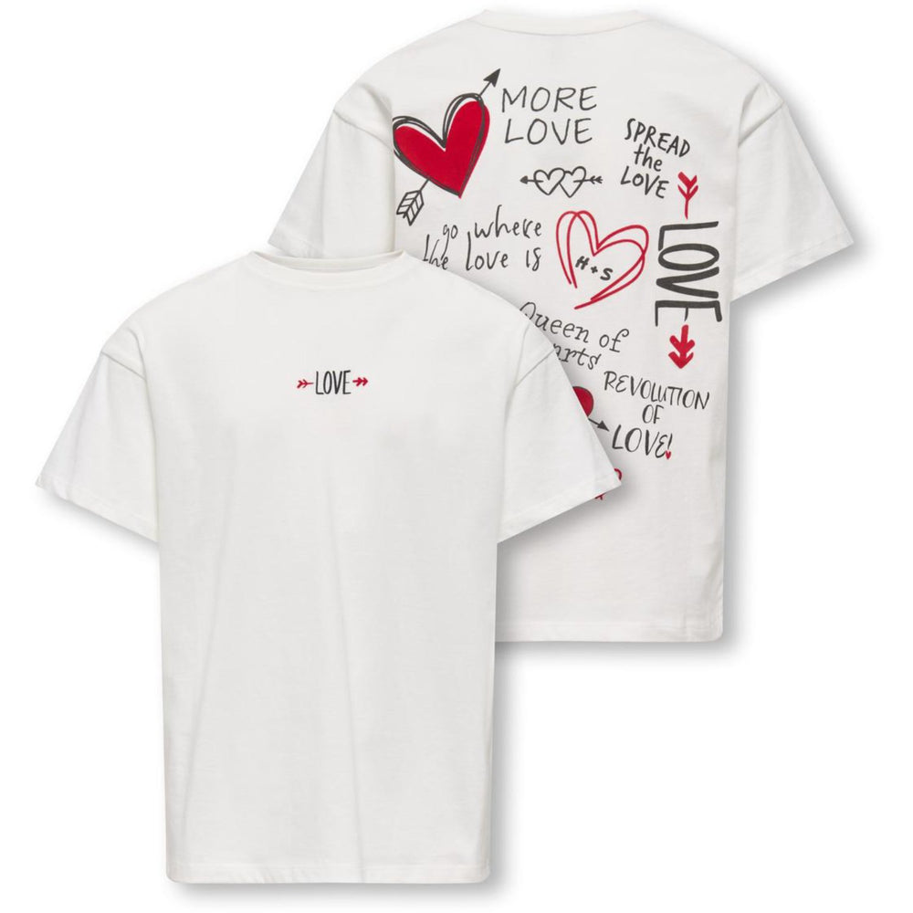 Køb kids ONLY Cloud Dancer Love Kogeros Life S/S Loose Print Top Jrs