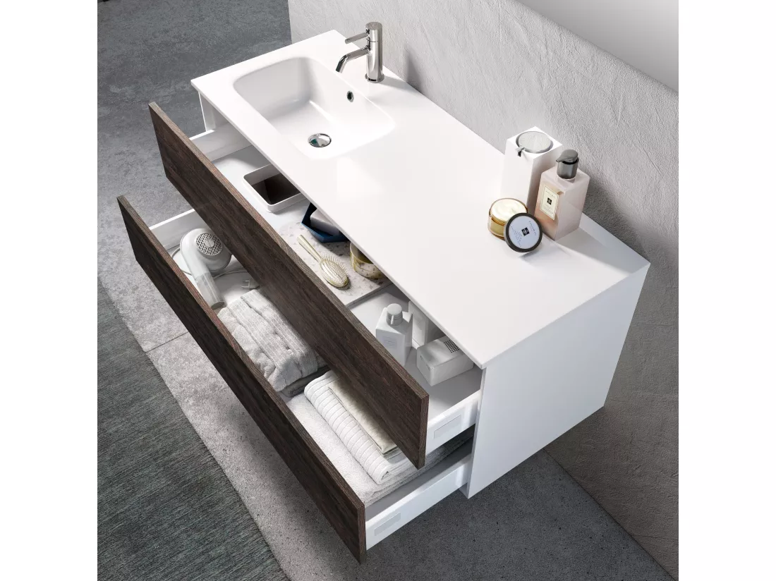 Ensemble de salle de bain vasque SX 4 pièces IGEA brun foncé