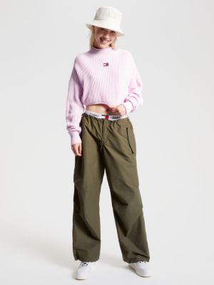 Blusa cropped tingida com emblema