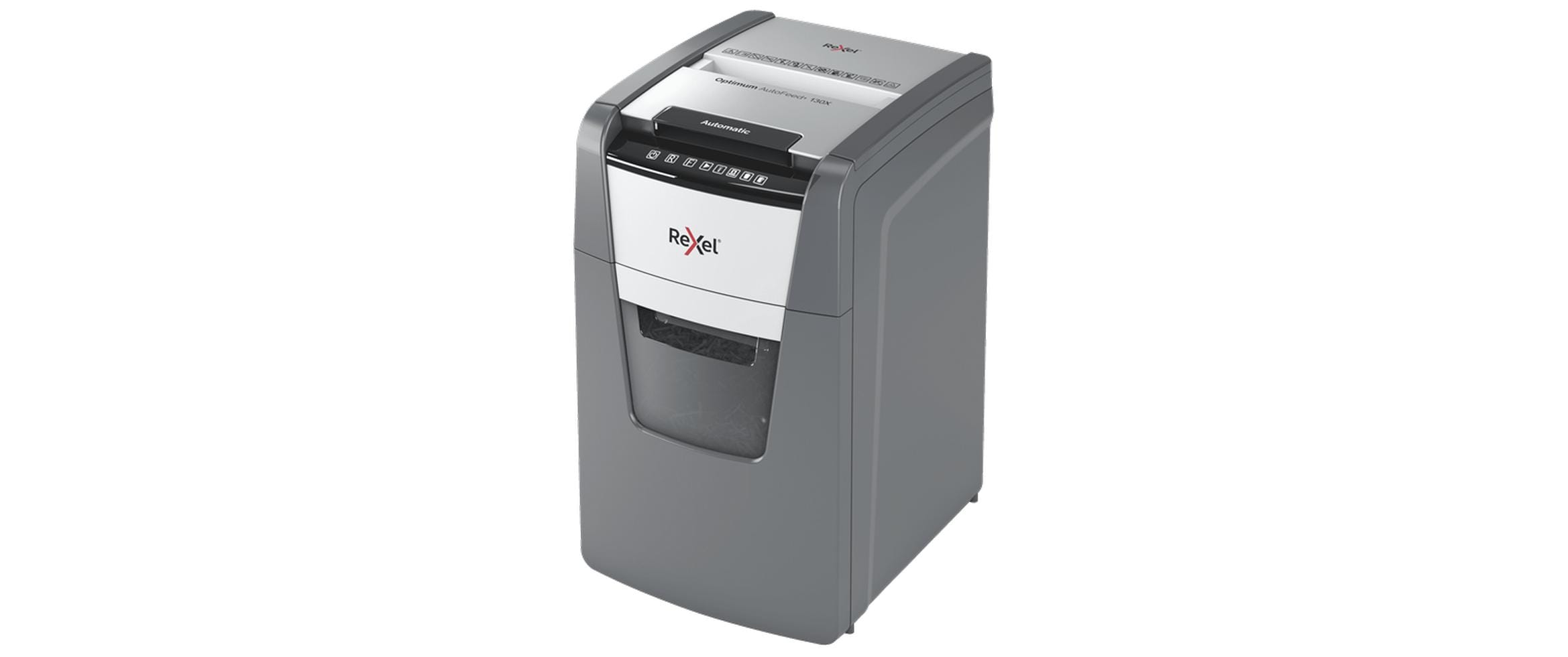 Aktenvernichter Rexel Optimum AutoFeed+ 130X, P-4<br>Automatischer Schredder (auto) für sichere Vernichtung vertraulicher Unterlagen (bis zu 130 Blatt)