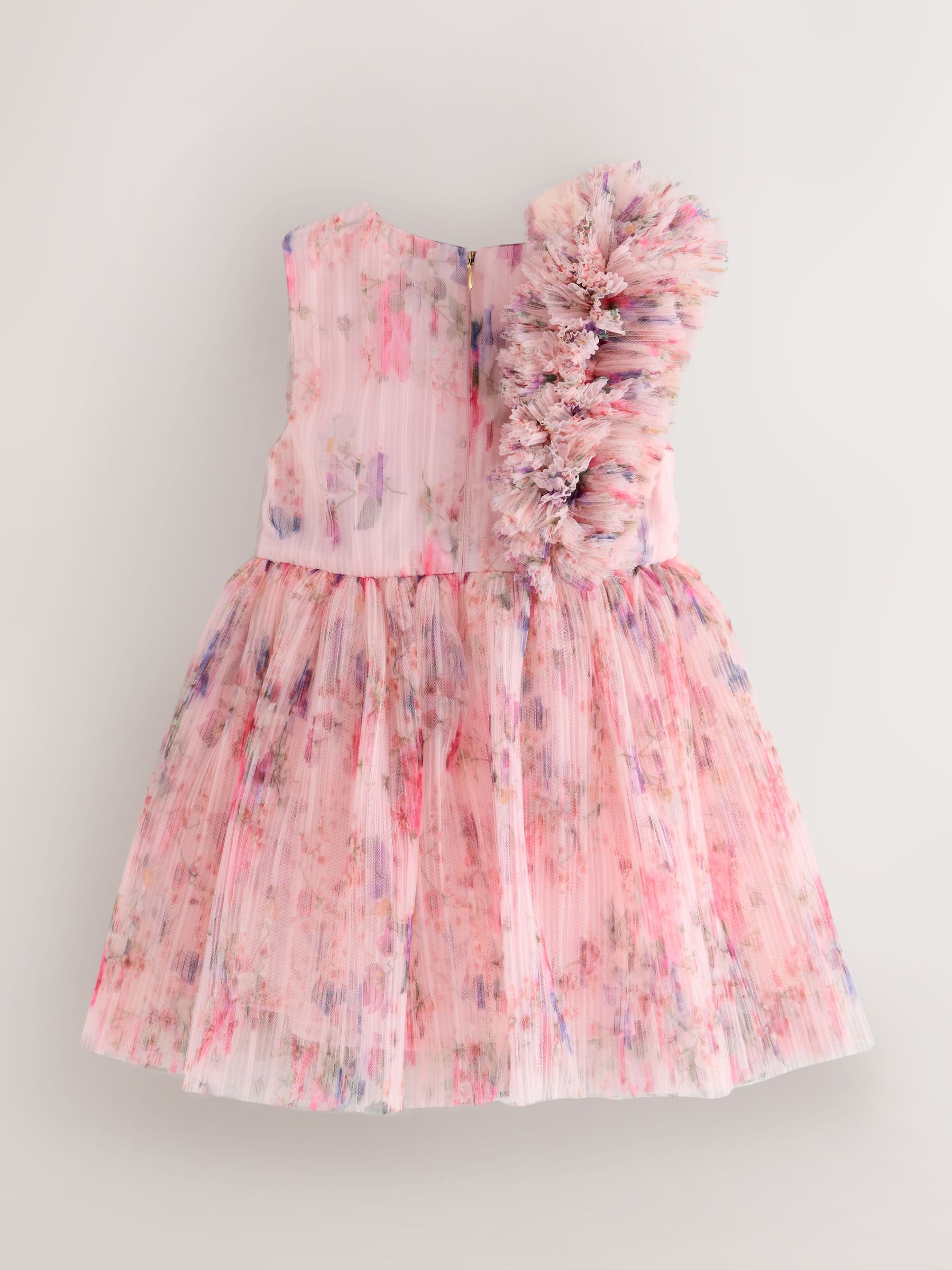 Baker by Ted Baker Crinkle Mesh 3D Ruffle Shoulder Occasion Dress