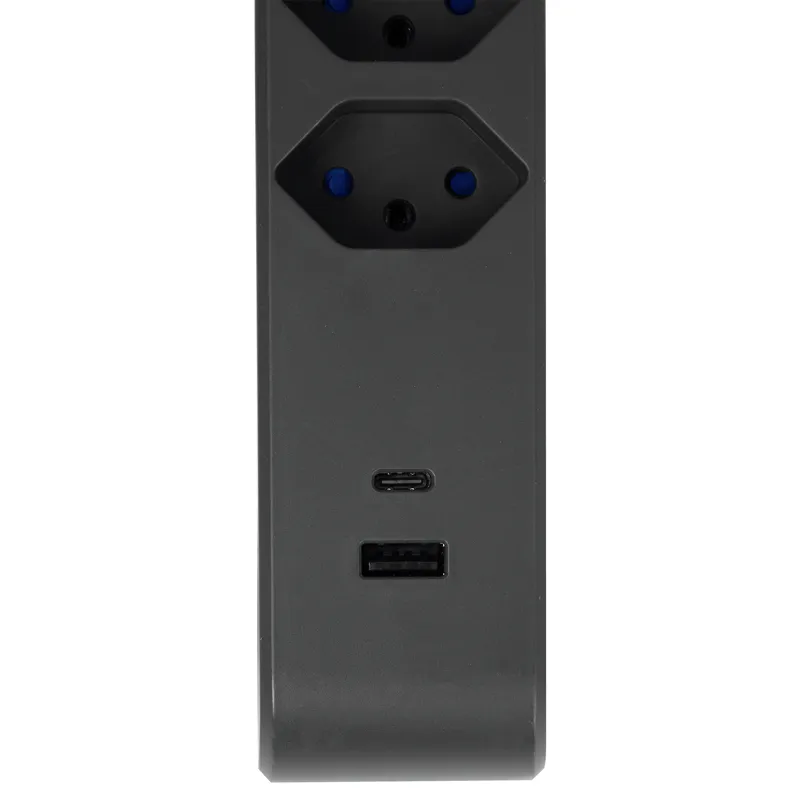 (3m) IQ PRO 5-fach (PD / 20W) Steckdosenleiste 3xTyp13 / 1x USB-C / 1x USB A mit Schalter   Überstromschutz (50 00089 ANT) - Schwarz