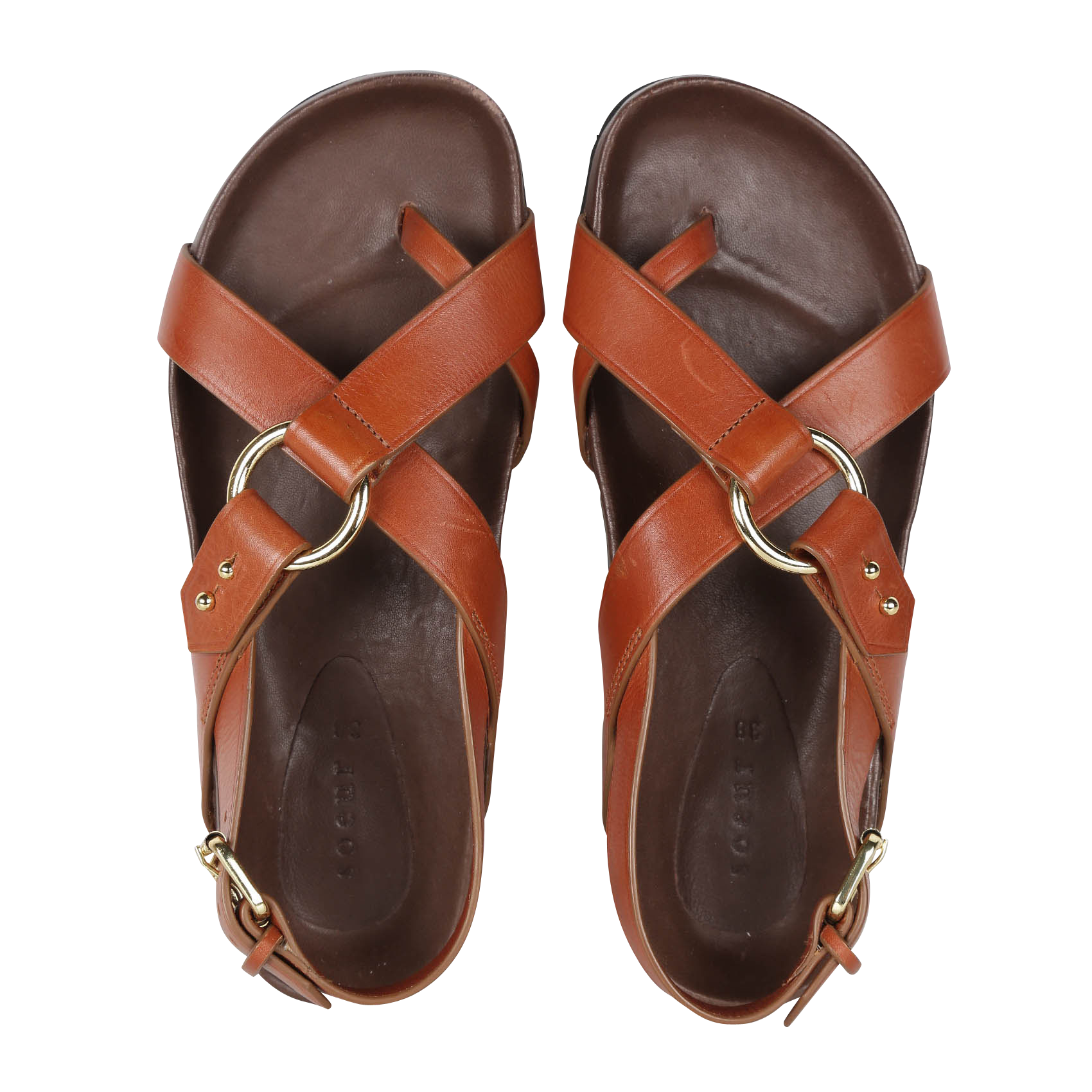 MEXICO - Sandales plates en cuir | Marron
