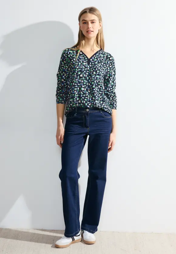 Print Viskosebluse - universal blue