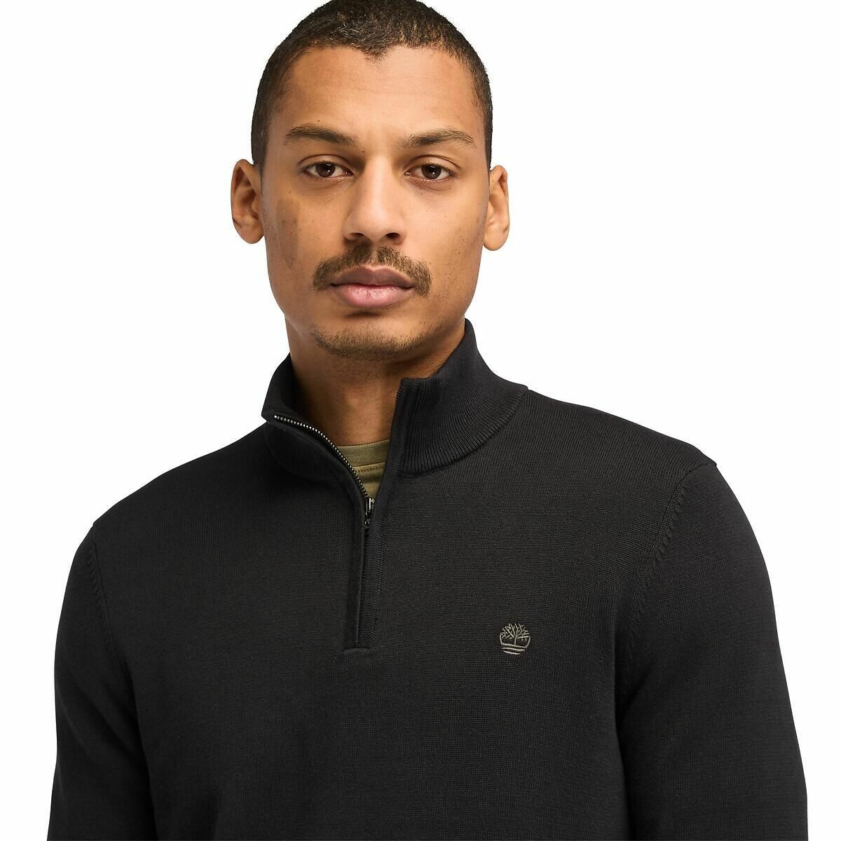 TIMBERLAND<br>Suéter regular de algodão, gola alta com zíper
