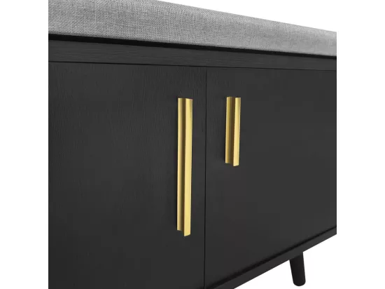 Meuble à chaussures - avec une banquette et 3 portes - Noir