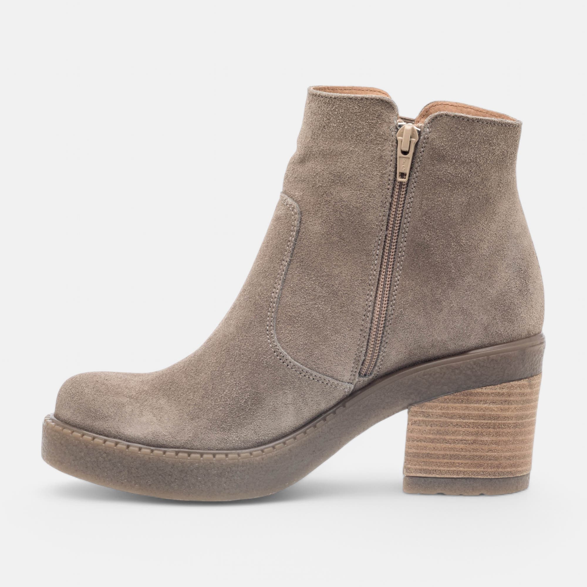 Bottines à talon Femme en cuir taupe