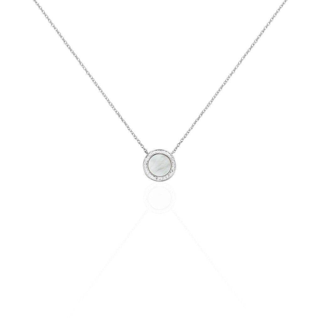 Collier Argent Blanc Nawala Nacre Oxyde De Zirconium