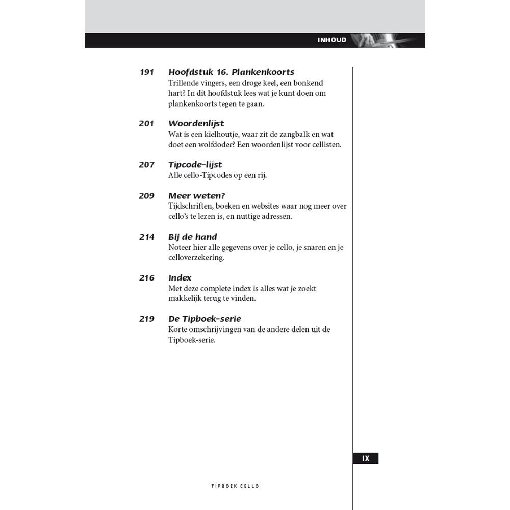 Tipboek Cello met tipcodes