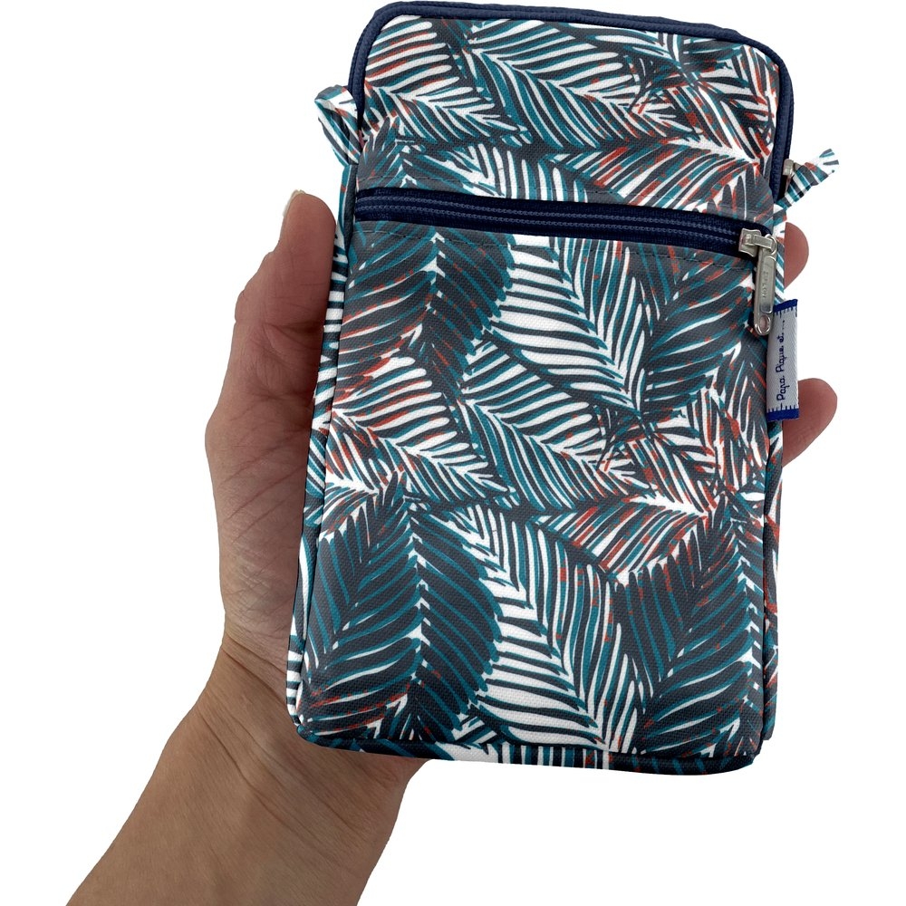 Pochette Téléphone Matelassée Feuillage Marine