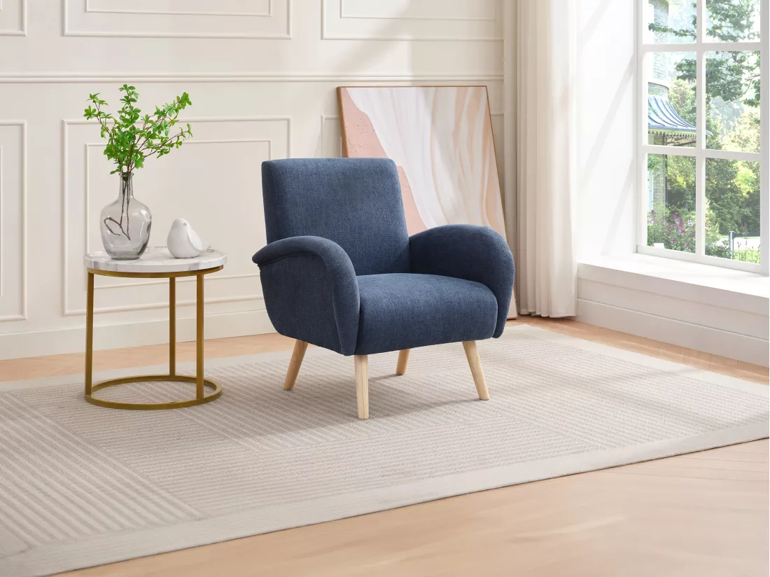 Fauteuil en tissu bleu MAZARONE