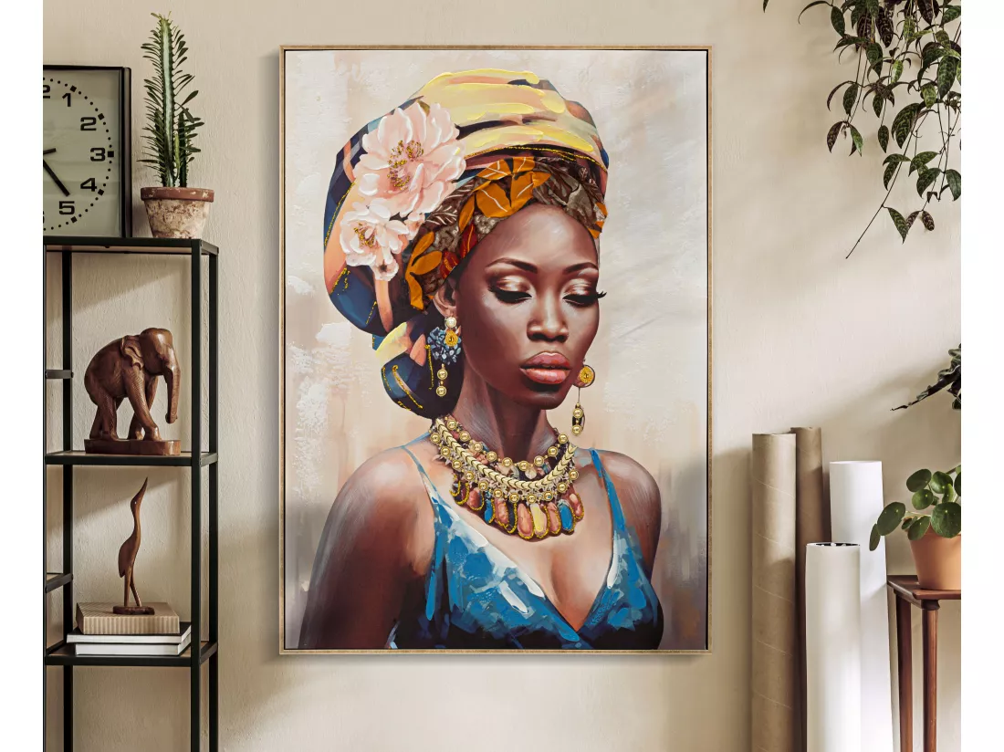 Peinture de femme multicolore sur toile avec cadre 72x4,5x102 cm