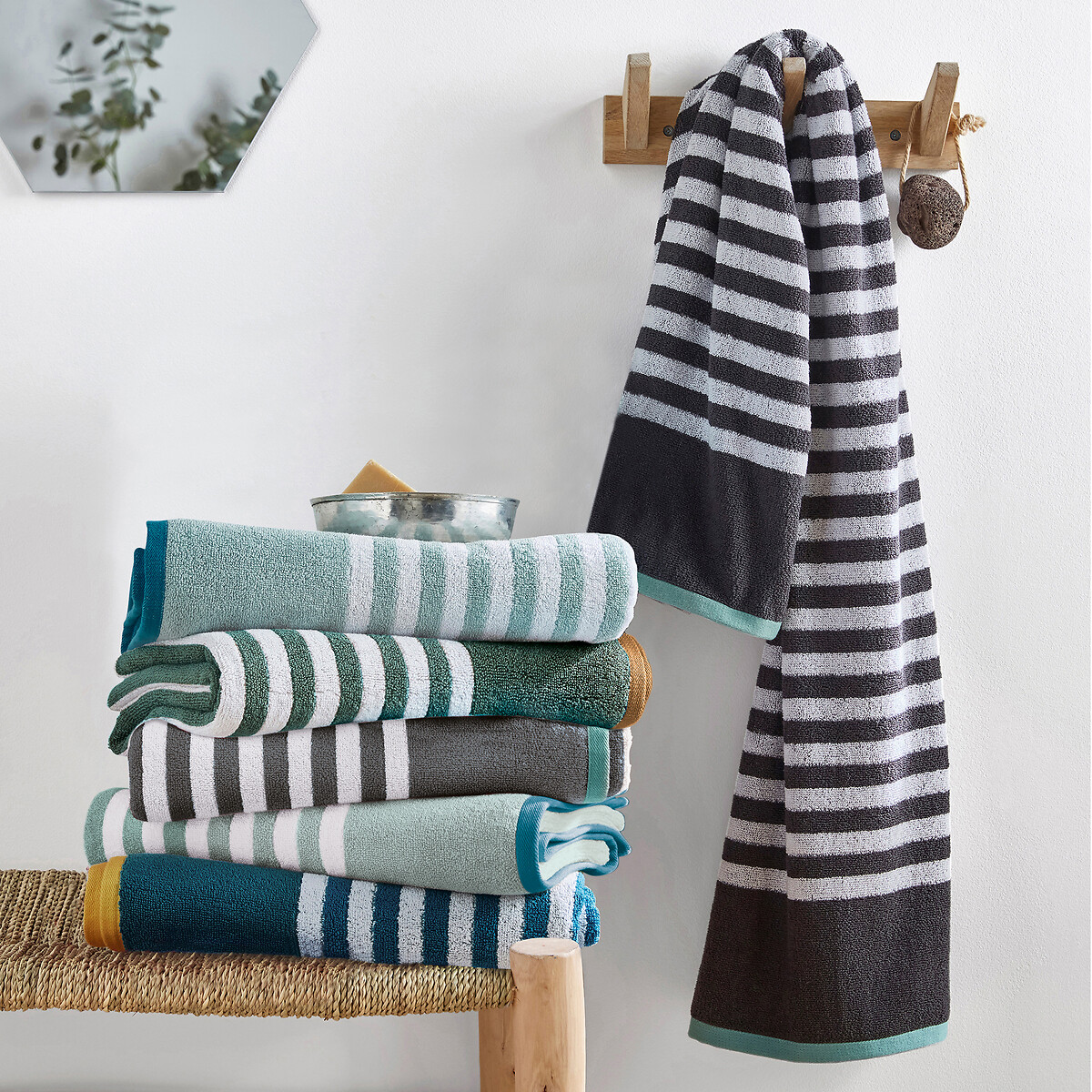 LA REDOUTE INTERIEURS<br>Toalha listrada 500g/m2, Calanques