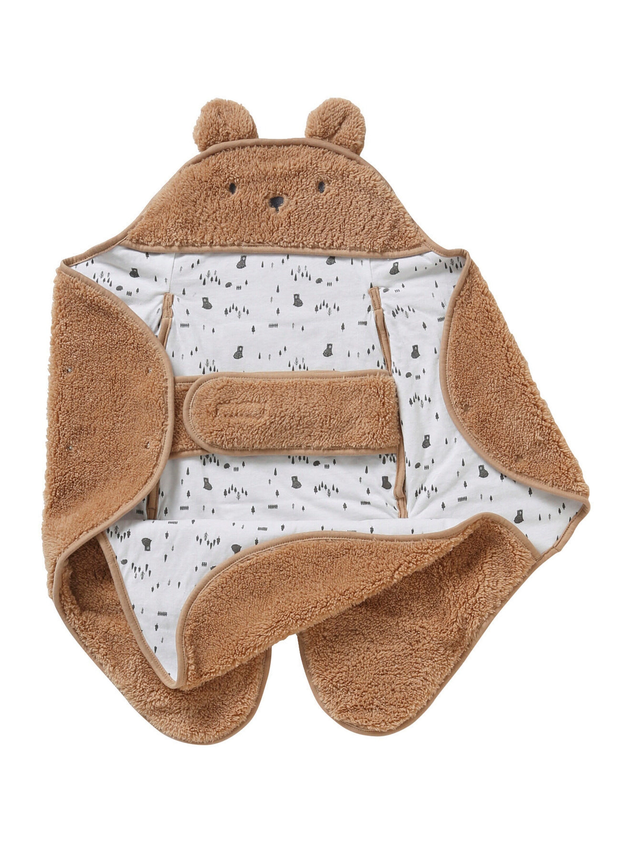 Vertbaudet Baby Plüsch-Ausfahrsack, Fell-Imitat braun/bär