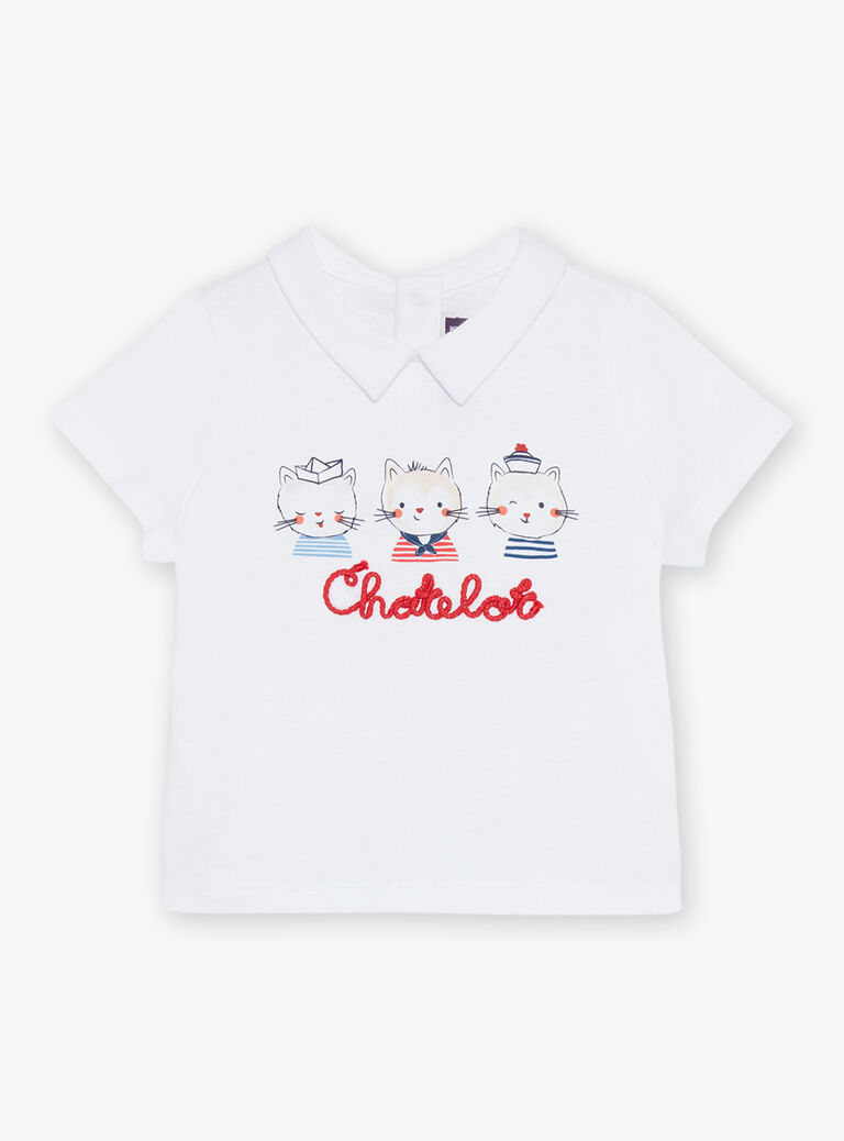 Polo écru à motifs chats marins