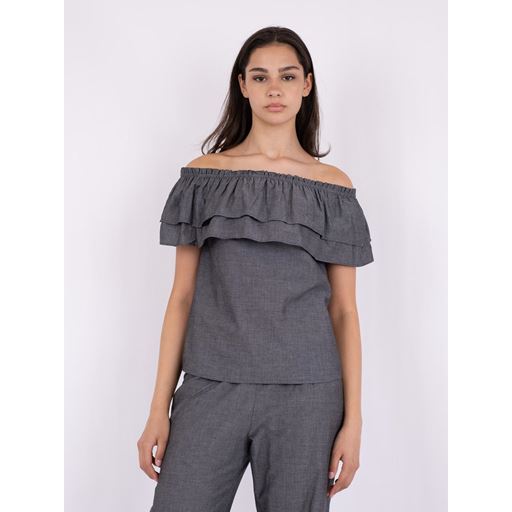 Neo Noir Austin Chambray Top, Sort, 36