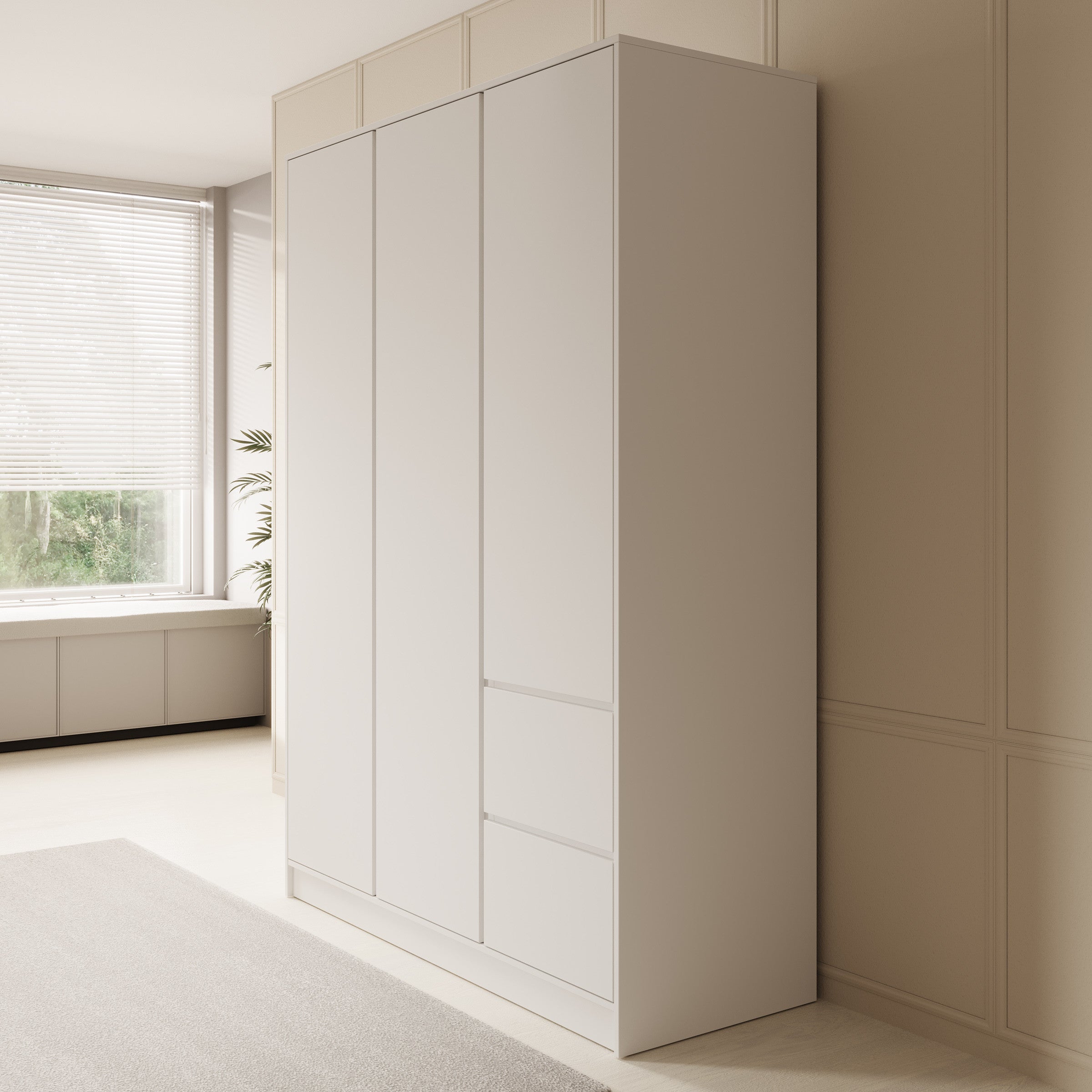 Meubella - Kledingkast Brett - Wit - 147 cm