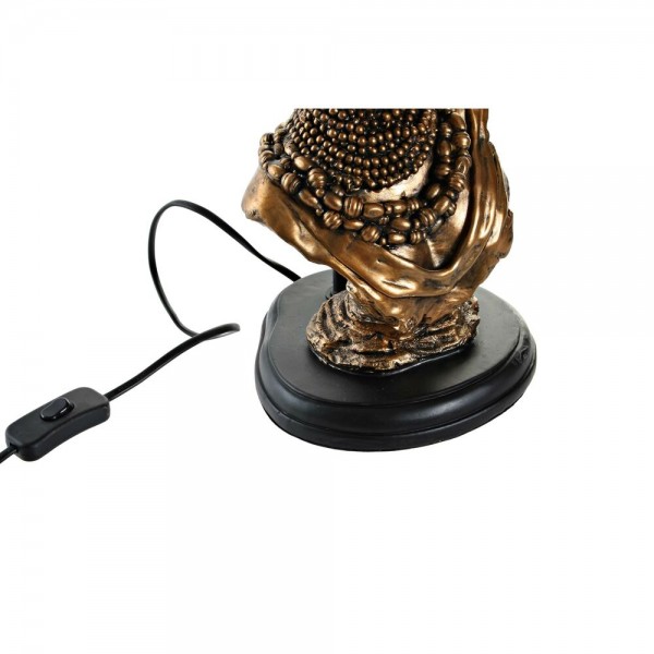 Lampe de bureau noir doré polyester résine africaine (31 x 31 x 58 cm)