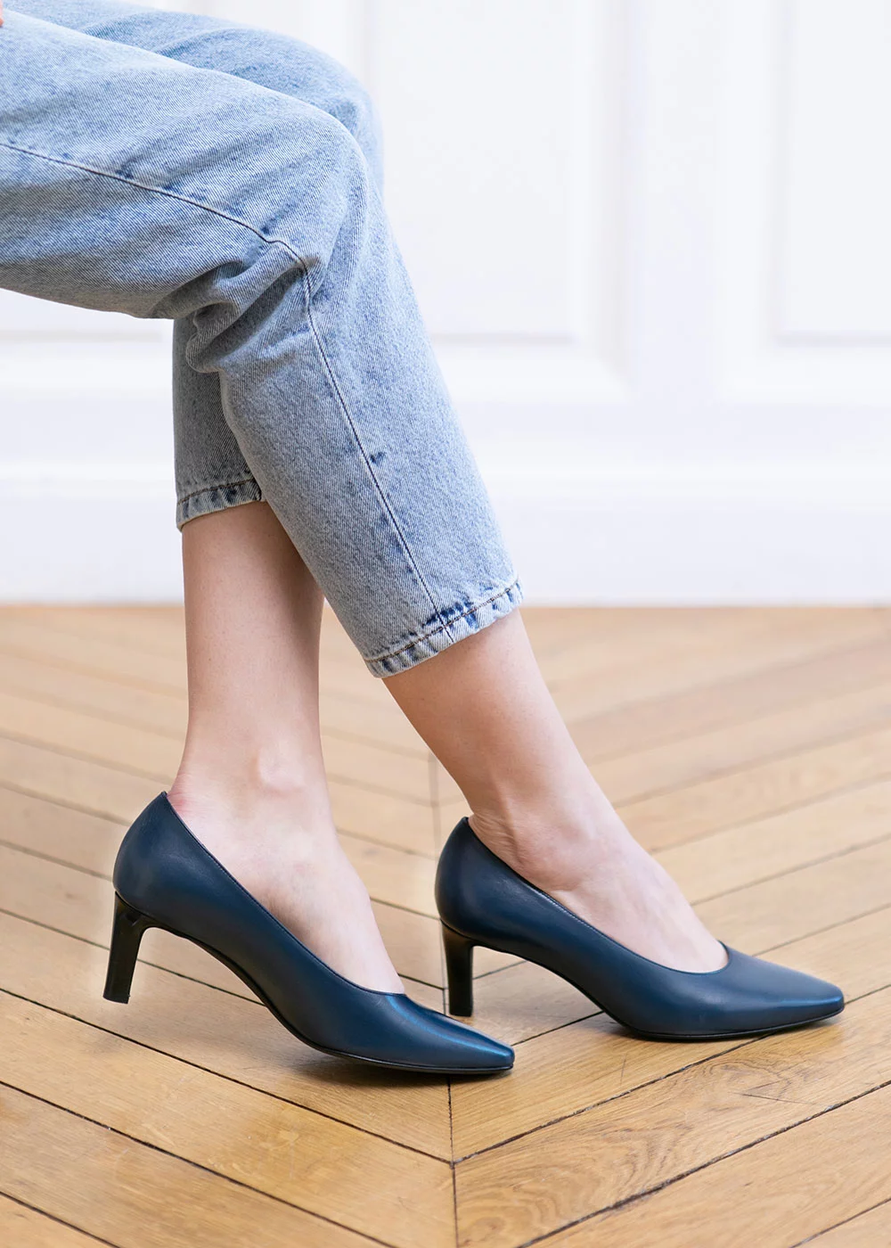 ESCARPIN PARIS CUIR MARINE