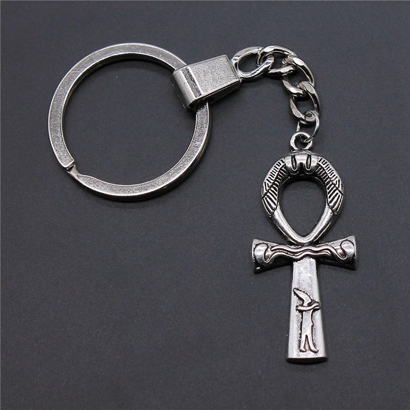 Porte-clés ânkh croix ansée hiéroglyphe égyptien argenté