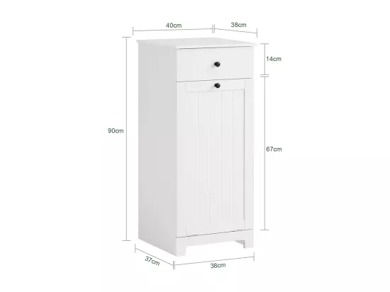 Meuble Bas de Salle de Bain Armoire Toilette avec 1 tiroir et 1 Panier à Linge, BZR21-W