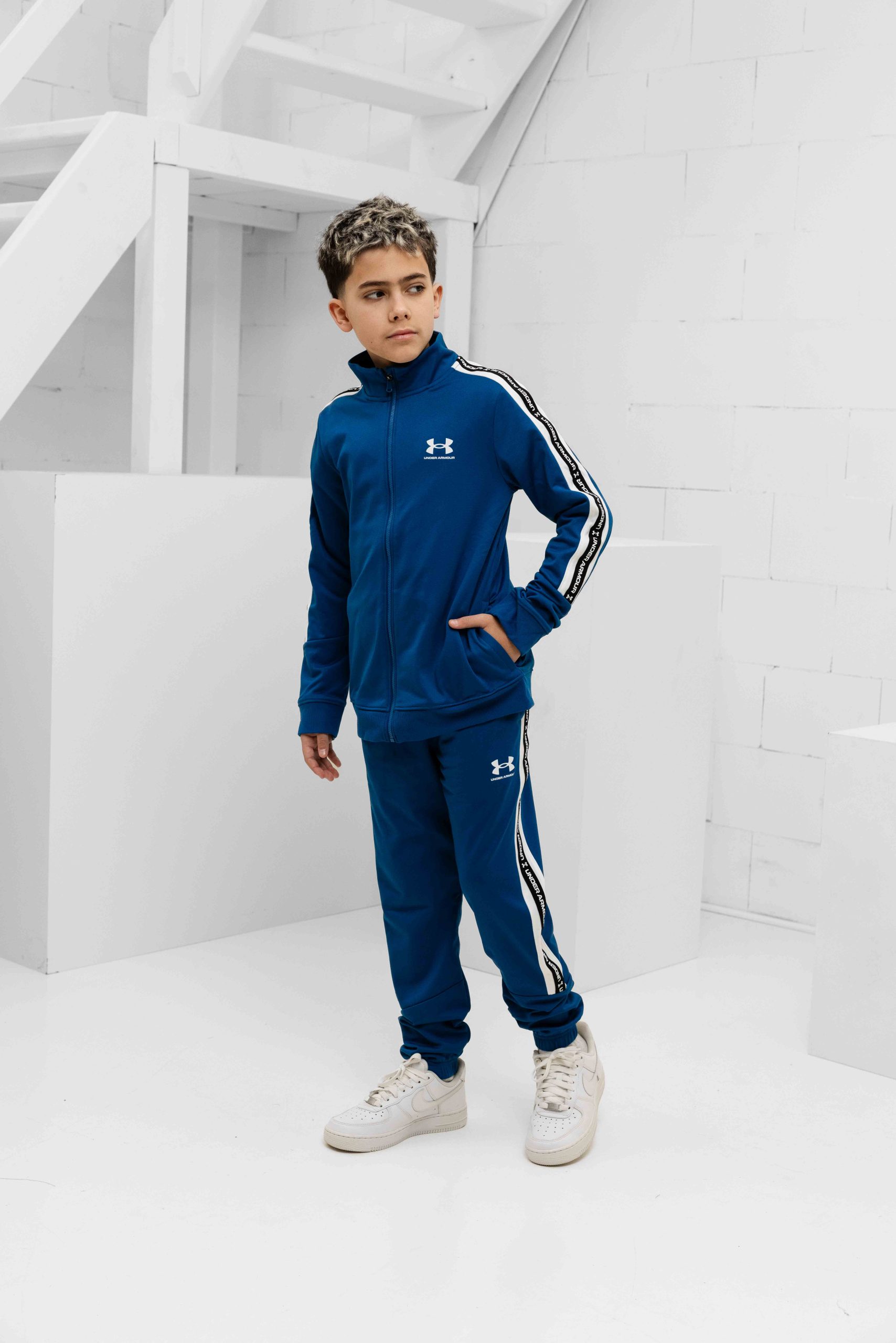 Under Armour Icon Knit Trainingspak Kids Donkerblauw