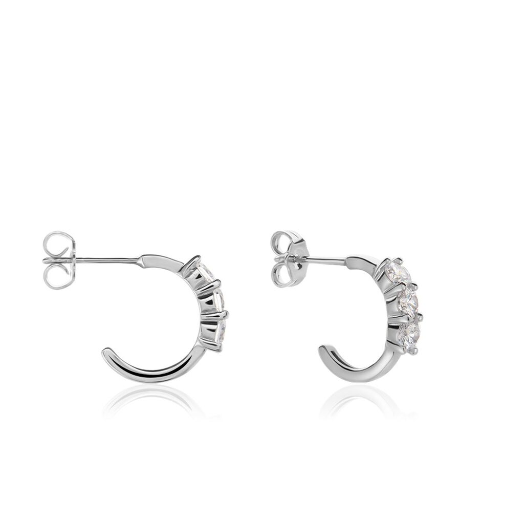 Créoles Argent Blanc Rosaure Oxydes De Zirconium