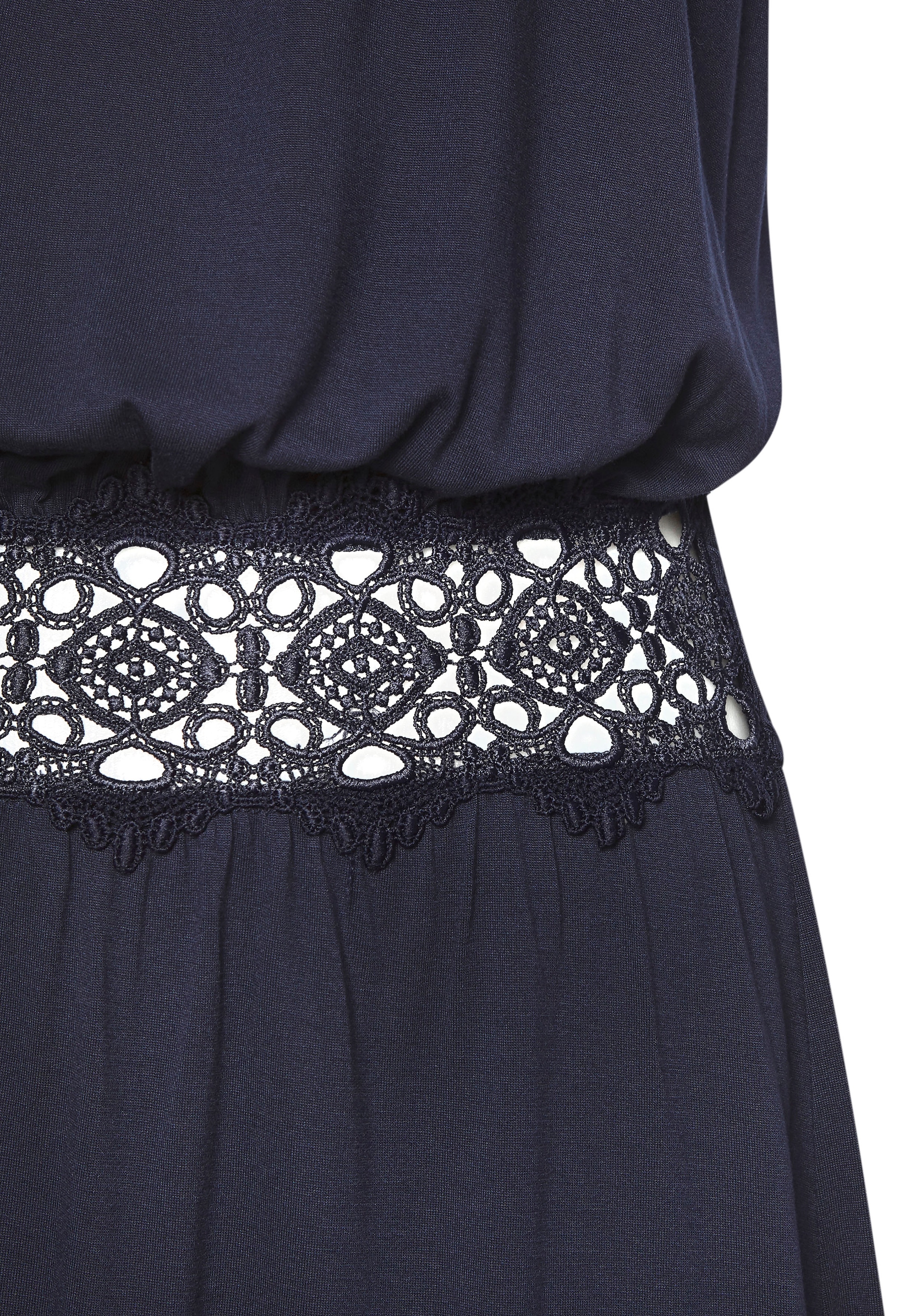 Vivance Sommerkleid mit Häkeleinsatz in der Taille, kurzes Jerseykleid