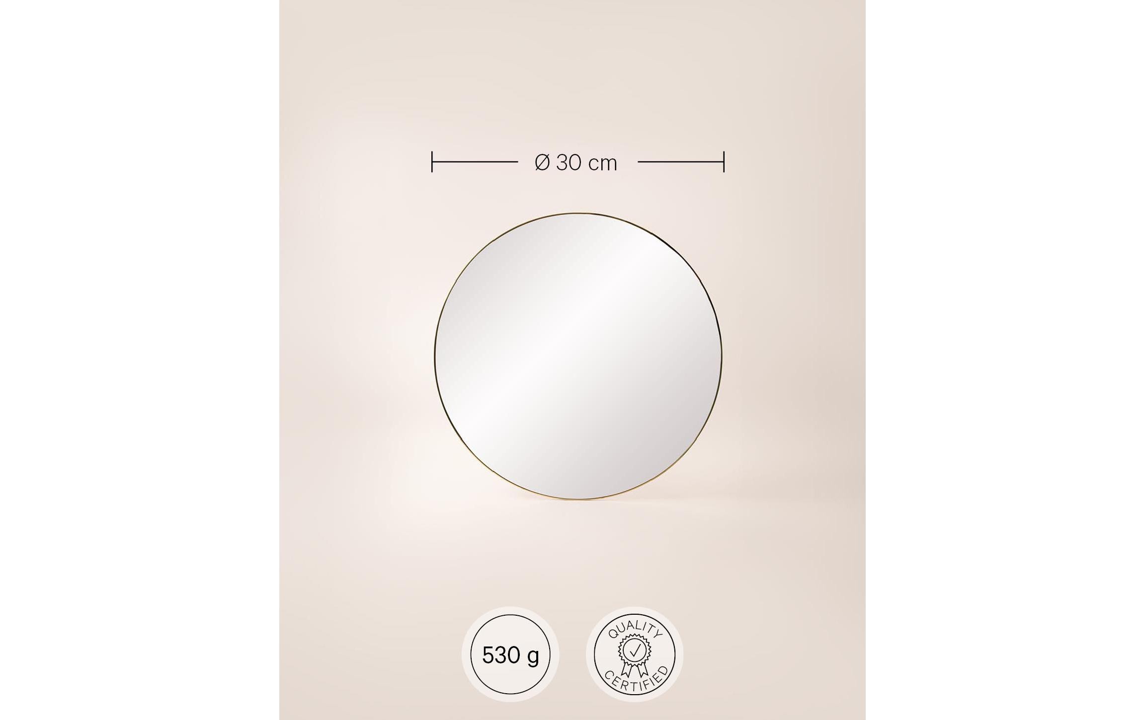 Spiegel Ø 30 cm, GoldSchlichter runder Wandspiegel mit goldenem Rahmen