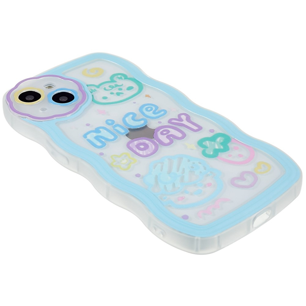 iPhone 13 Gummi Hülle Air Cushion Fallschutz Kinder Design - Nice Day (Blau / Lila)