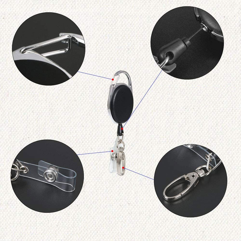 (3er Set) Anti-Lost Key-Bak Schlüsselanhänger mit Gürtelclip   Kartenhalter - Schwarz / Silber