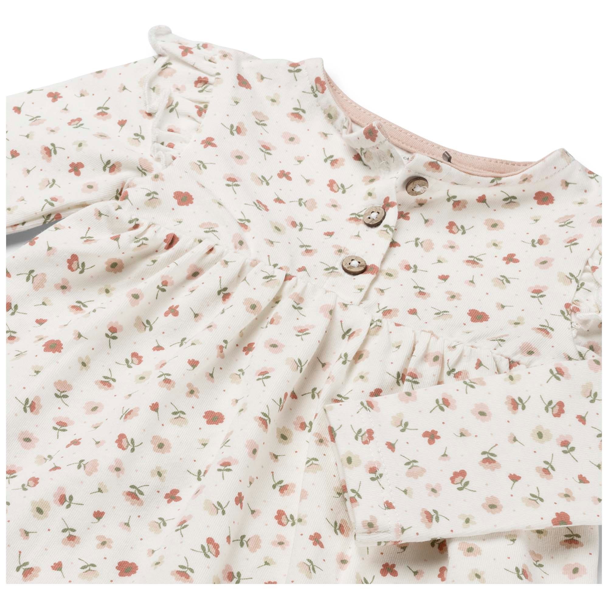 Prénatal newborn jurk lange mouwen bloemen roze