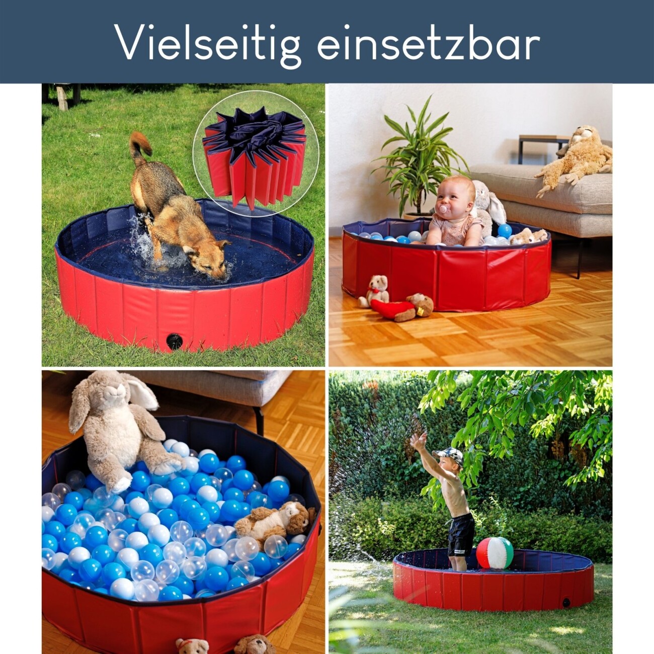 Lionto 160 cm Hundepool mit Ablassventil - faltbar