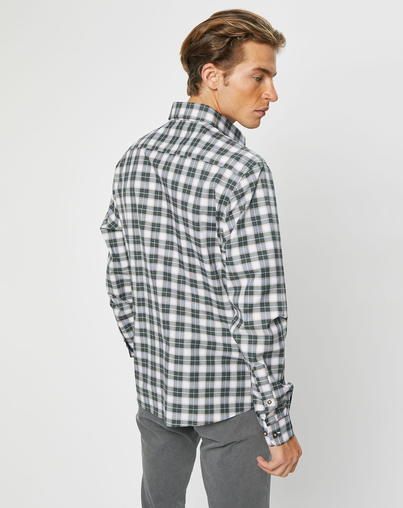 Hackett London Chemise Classic Fit à carreaux blanc/vert