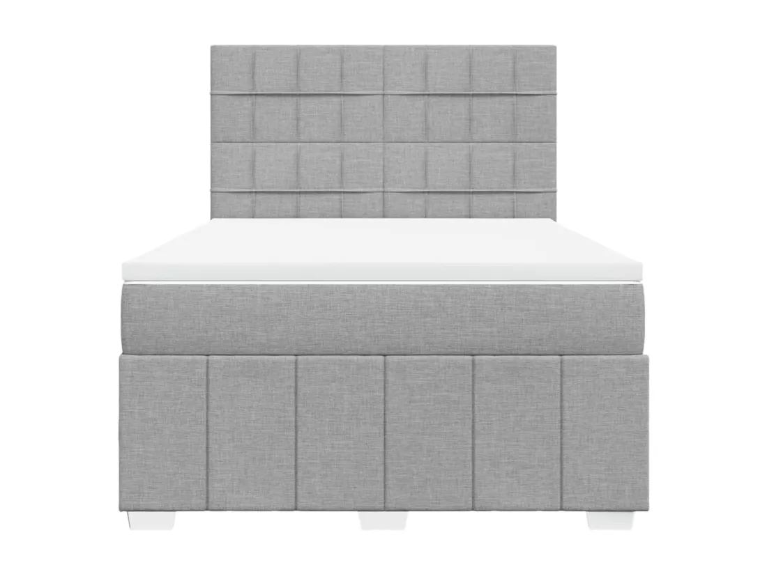 Sommier à lattes de lit avec matelas Gris clair 160x200cm Tissu