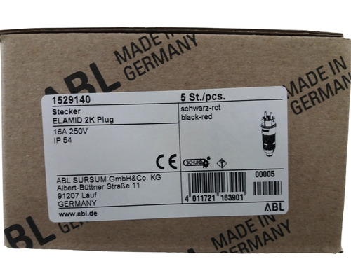 ABL 1529140 Professionele geaarde stekker IP54 met dubbel aardingssysteem Zwart/Rood