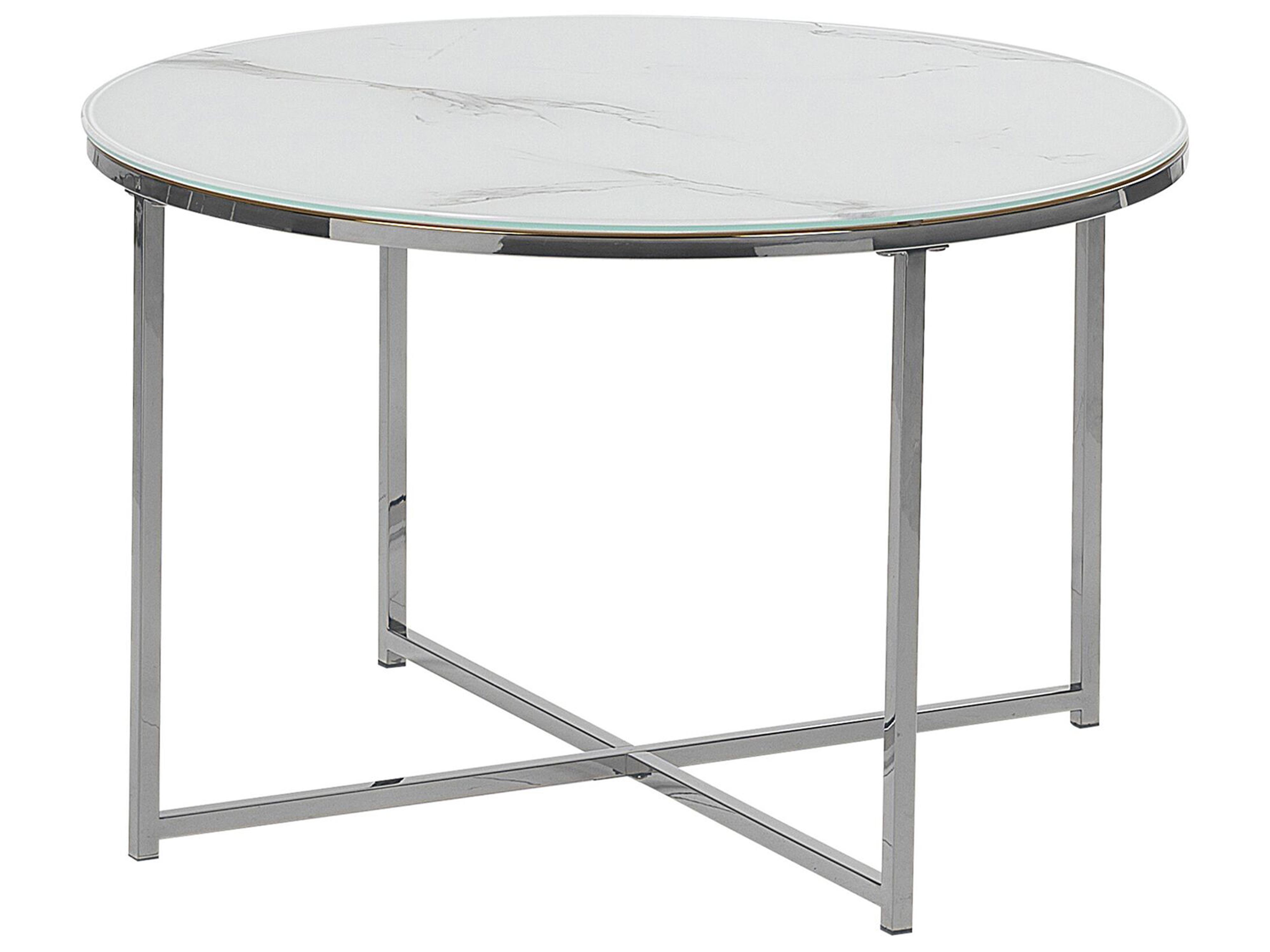 Salontafel QUINCY Veiligheidsglas Marmer/zilver