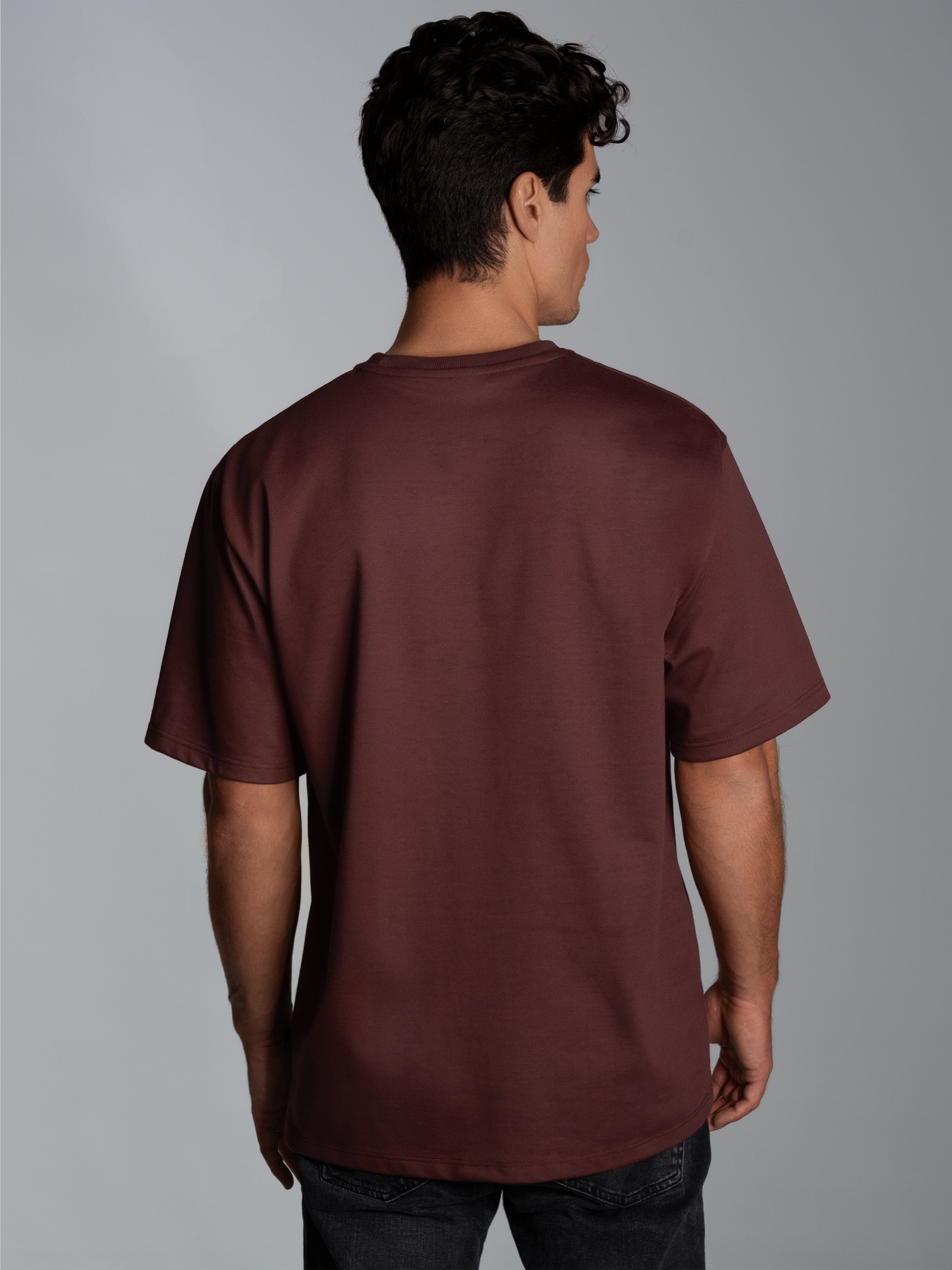 Heavy Oversized T-Shirt mit 3D-Motiv Kastanie