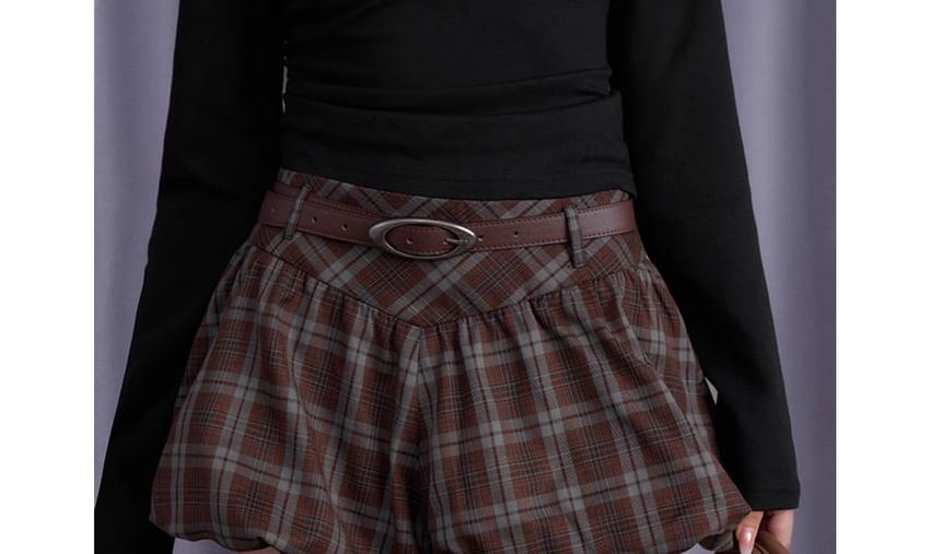 Sagidolls - Mid Rise Plaid Balloon Shorts