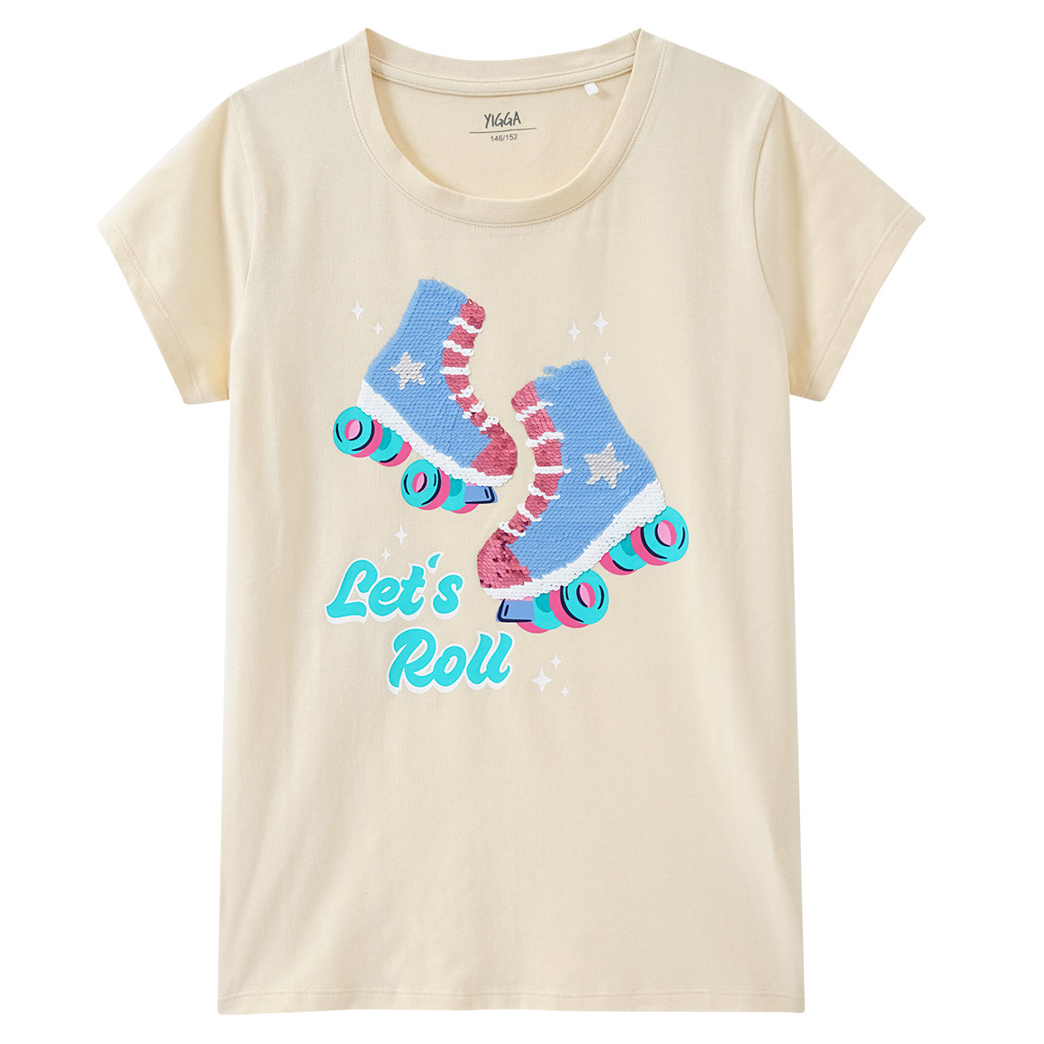 Yigga Mädchen T-Shirt mit Wendepailletten creme