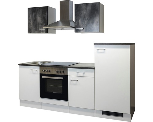 Flex Well keukenblok met apparatuur Lucca 220 cm wit mat gedemonteerde variant omkeerbaar 00011397