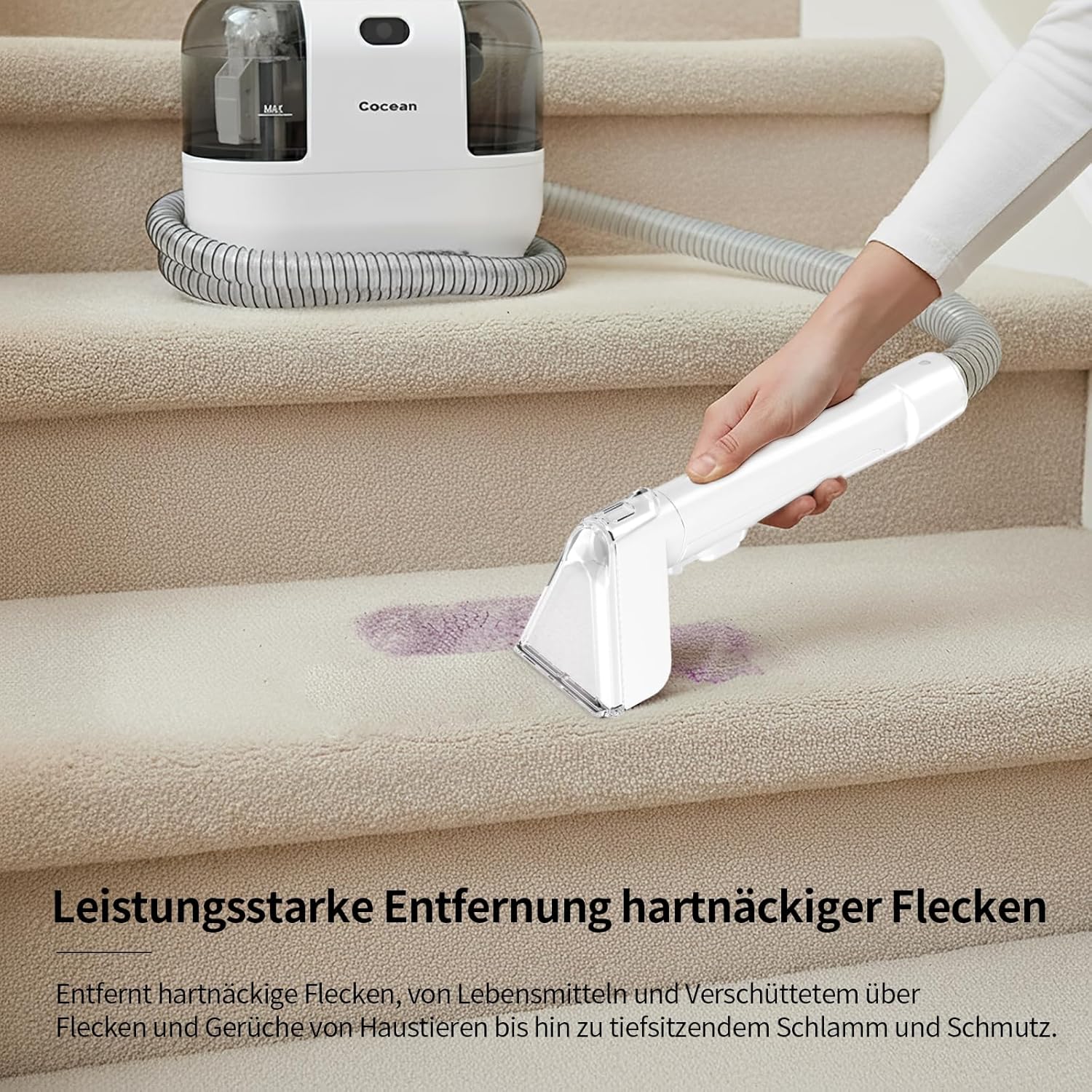 COCEAN Waschsauger Polsterreiniger, Teppichreiniger, Nass trockensauger, 18Kpa Polsterreiniger Gerät, Nasssauger für Teppiche,Polster Autositze & Sofa
