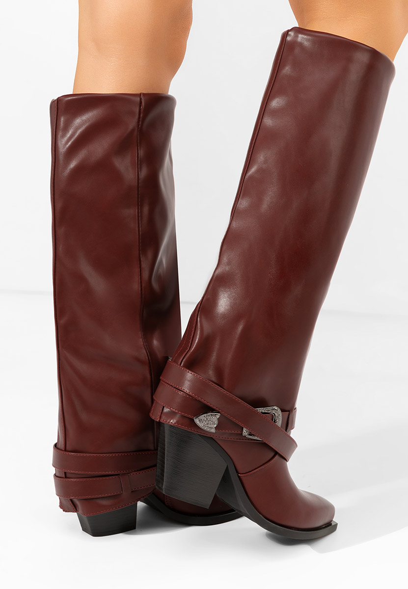 Bottes à talon carré bordeaux Bretia bordo