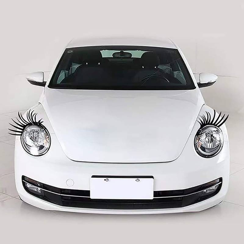 (2er Set) Auto Scheinwerfer Wimpern Selbstklebende KFZ Deko Eye Lashes - Schwarz